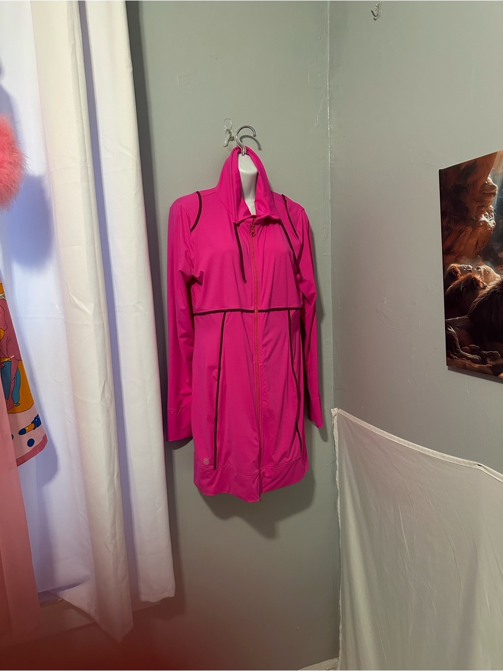 Athleta Bright Pink Lightweight Zip Jacket